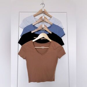 **4 PACK CROP TOP BUNDLE** Wild Fable V Neck Crop Top Bundle Size XS
